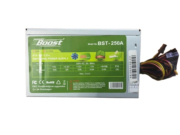BOOST 250 WATT POWER SUPPLY 8 CM FANLI GÜÇ KAYNAĞI (2 EL YENİLENMİŞ ÜRÜN) ürün görseli 1