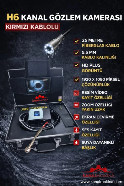 Kanal Makina H6 Kanal Gözlem Kırmızı Kablo ürün görseli 1