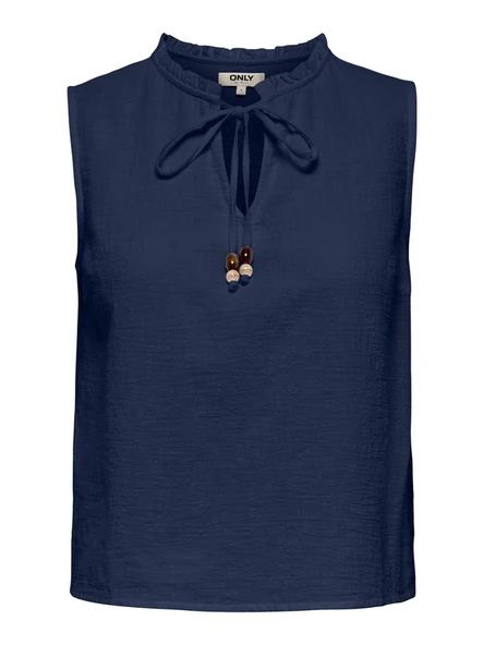 ONLSWAR S/L FRILL TOP WVN Kadın Mavi Bluz - 15378512 ürün görseli 1