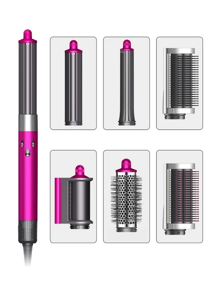 JHY X9 Multi Fonksiyonlu 6in1 Saç Şekillendirici Rose Red Renkli Hızlı Isınma Özellikli ürün görseli 1