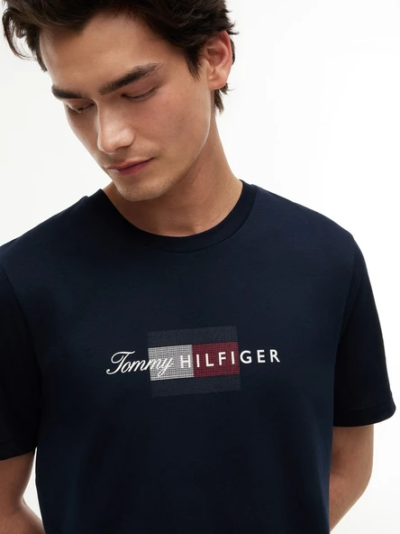 SCRIPT FLAG REGULAR TEE Erkek Mavi T-Shirt - MW0MW43226 - Resim 4