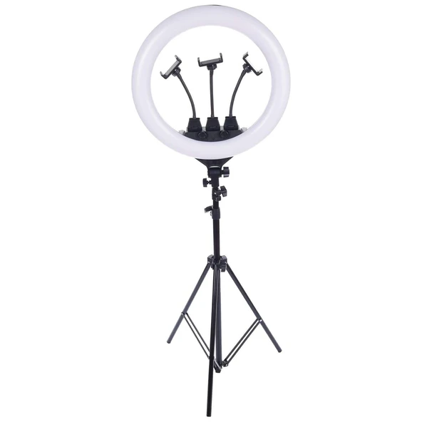 ZB-F348 18 İnç 3'lü Telefon Tutuculu LED Ring Light - Halka Işık Seti ürün görseli 1