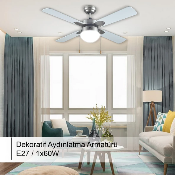 RUBENİS RBT424 SLV GLOB TAVAN VANTİLATÖRÜ - Resim 3