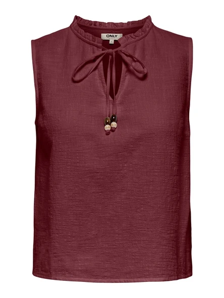 ONLSWAR S/L FRILL TOP WVN Kadın Kırmızı Bluz - 15378512 ürün görseli 1