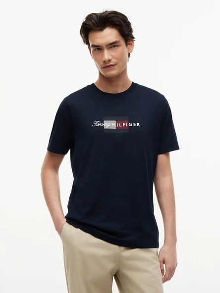 SCRIPT FLAG REGULAR TEE Erkek Mavi T-Shirt - MW0MW43226 - Resim 2