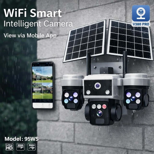 X5TECH RX-95WS Wifi 3 Lensli 5 Volt 2A Solar Wifi Güvenlik Kamerası ürün görseli 1