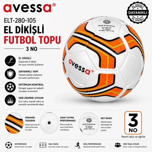 Avessa Elt-280-103 El Dikişli Futbol Topu No3 Sarı ürün görseli 1
