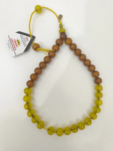 Omari İmzalı Sertifikalı Alman Faturan Sıkma Kehribar Tesbih 12x13 mm Küre Kesim ürün görseli 1
