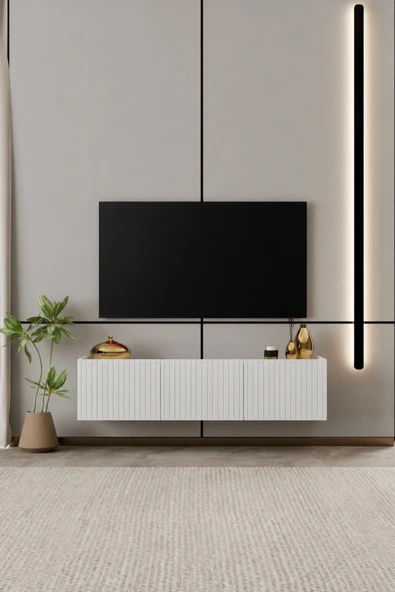 Moldesan Capella TV Ünitesi MDF 3 kapaklı 140 cm duvara monte ürün görseli 1