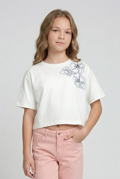 Kız Çocuk İşlemeli T-shirt DMB-0750 ürün görseli 1