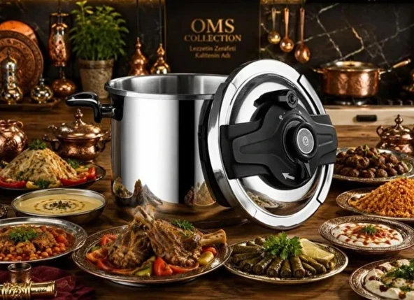 Oms 5106 Matik 12 Litre Siyah Düdüklü Tencere ürün görseli 1