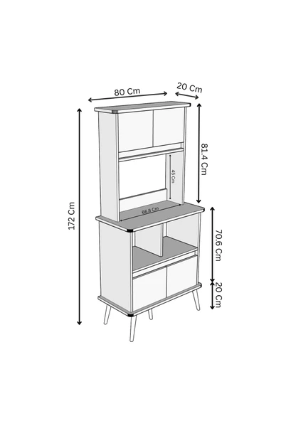Moldesan Forme MDF bej raflı kahve köşesi 172 cm - Resim 5