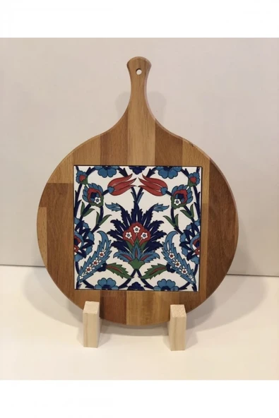 Kayın Ağacı Yuvarlak Çini Servis-Sunum Tahtası Kayın 31cm ürün görseli 1