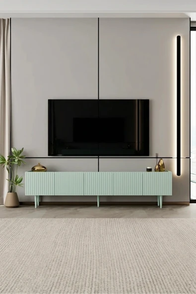 Moldesan Capella TV Ünitesi MDF 5 kapaklı 200 cm ayaklı ürün görseli 1