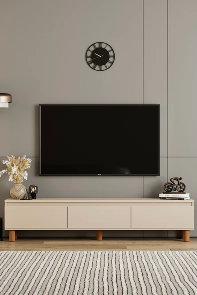 Moldesan MİLA BEJ MDF 180 CM TV ÜNİTESİ-RAFLI,KAPAKLI,AYAKLI ürün görseli 1