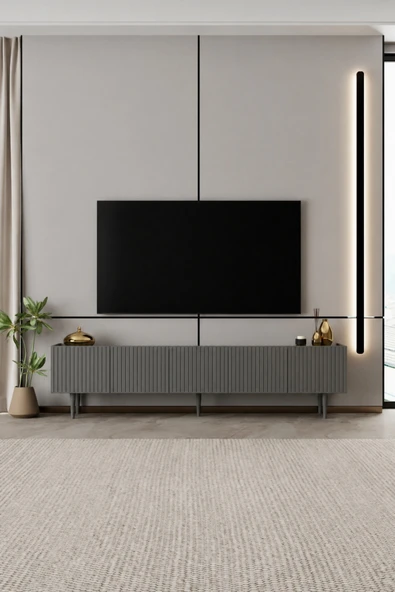 Moldesan Capella TV Ünitesi MDF 5 kapaklı 200 cm ayaklı ürün görseli 1