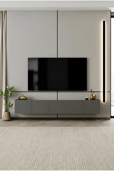 Moldesan Capella TV Ünitesi MDF 5 kapaklı 200 cm duvara monte ürün görseli 1