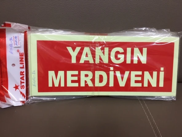 Fosforlu Fotolümen YANGIN MERDİVENİ   İkaz Levhası - (2 Adet) ürün görseli 1
