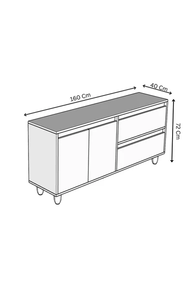 Moldesan Mila beyaz mdf 160 cm raflı konsol - Resim 4
