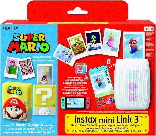 Instax Mini Link 3 Clay White + Super Mario Kılıf Seti ürün görseli 1