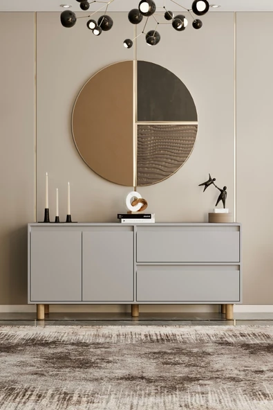 Moldesan Mila sis gri mdf 160 cm raflı konsol ürün görseli 1