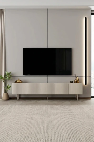 Moldesan Capella TV Ünitesi MDF 5 kapaklı 200 cm ayaklı ürün görseli 1