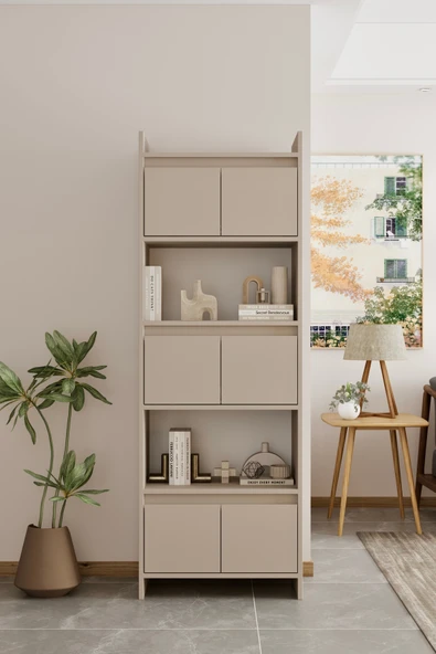 Moldesan Modo MDF bej Raflı Kapaklı Kitaplık 176 cm ürün görseli 1