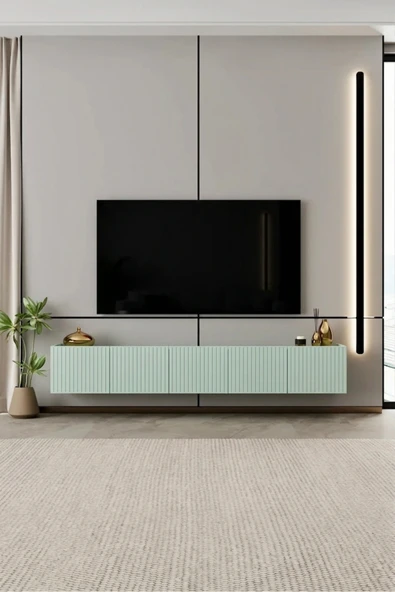 Moldesan Capella TV Ünitesi MDF 5 kapaklı 200 cm duvara monte ürün görseli 1