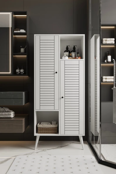 Moldesan LUMEN ÇOK AMAÇLI MDF BEYAZ BANYO DOLABI 160x70 CM ürün görseli 1
