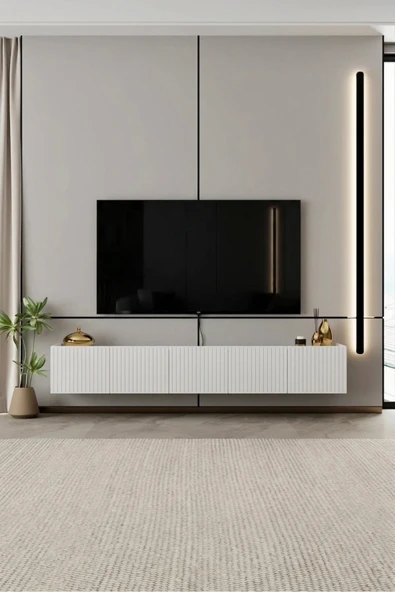 Moldesan Capella TV Ünitesi MDF 5 kapaklı 200 cm duvara monte ürün görseli 1