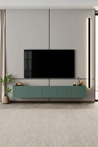 Moldesan Capella TV Ünitesi MDF 5 kapaklı 200 cm duvara monte ürün görseli 1
