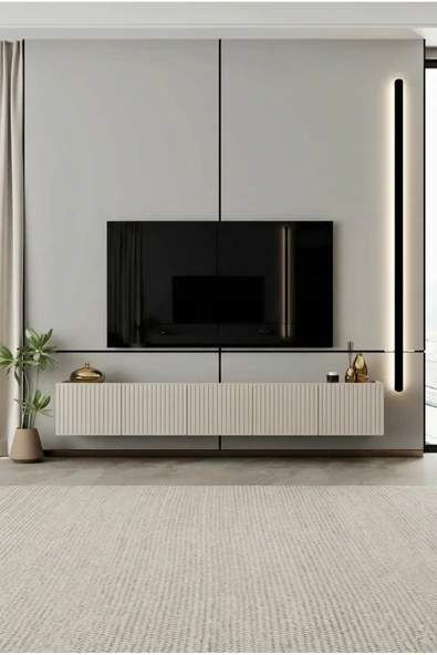 Moldesan Capella TV Ünitesi MDF 5 kapaklı 200 cm duvara monte ürün görseli 1