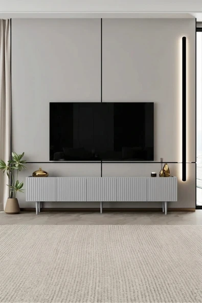 Moldesan Capella TV Ünitesi MDF 5 kapaklı 200 cm ayaklı ürün görseli 1