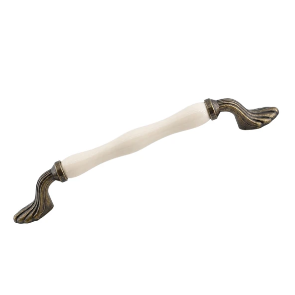 Metal Aurena Porselen Krem Antik Sarı Kulp 160 mm 16 cm Mobilya Çekmece Dolab Dolap Kapak Kulb Kulpu ürün görseli 1