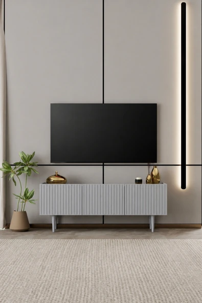 Moldesan Capella tv ünitesi MDF 3 kapaklı 140 cm ayaklı ürün görseli 1