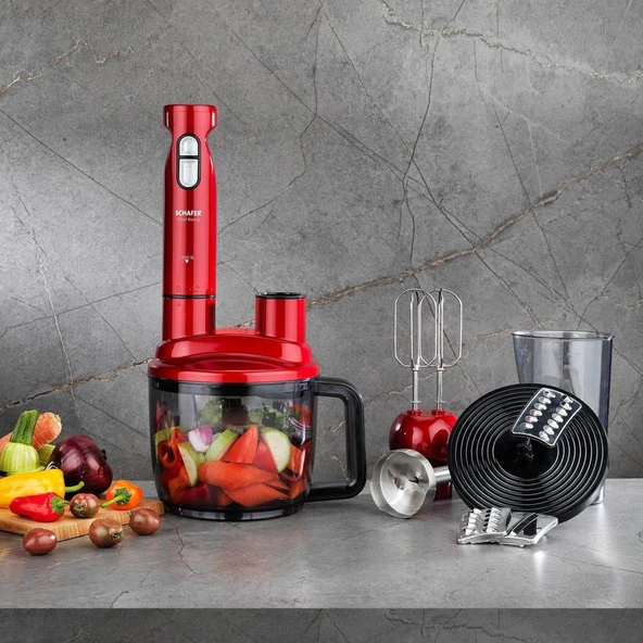 Chef Blend Mega Blender Set 1500 W Kırmızı 1,5 L Doğrayıcı ve 800 ml Ölçü Kabı ürün görseli 1
