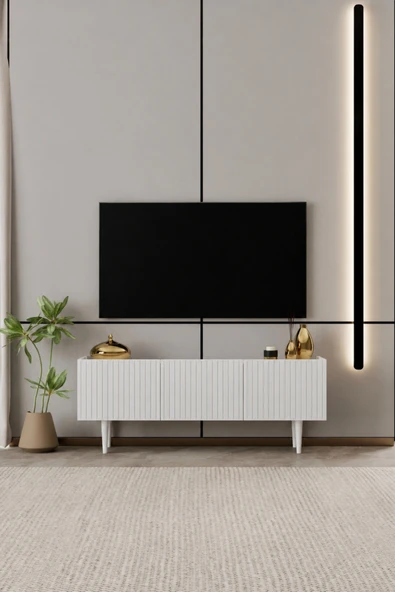 Moldesan Capella tv ünitesi MDF 3 kapaklı 140 cm ayaklı ürün görseli 1