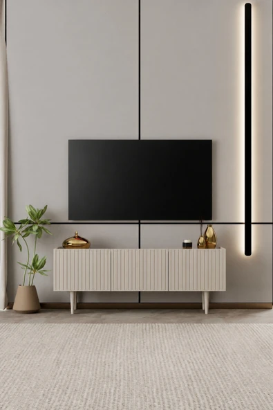 Moldesan Capella tv ünitesi MDF 3 kapaklı 140 cm ayaklı ürün görseli 1