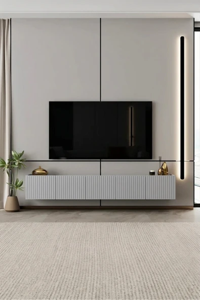 Moldesan Capella TV Ünitesi MDF 5 kapaklı 200 cm duvara monte ürün görseli 1
