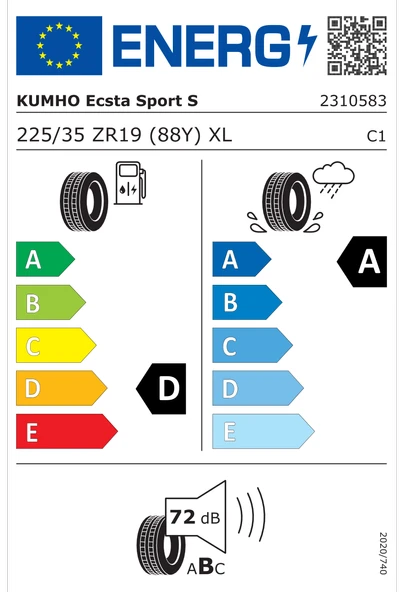 KUMHO ECSTA SPORT PS72 225/35R19 88Y Yaz Lastiği - 2026 - Resim 3