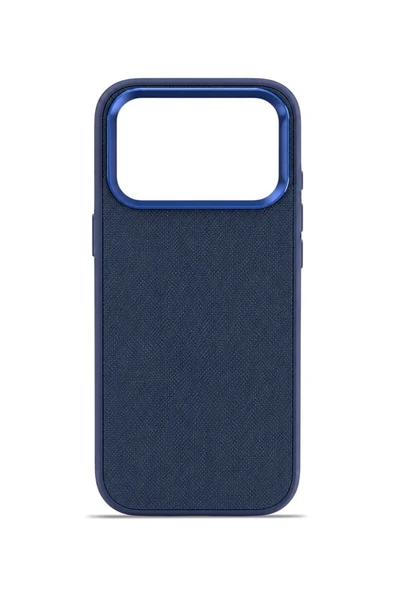 Aurum Vegan Leather Case Midnight Navy iPhone 17 Pro - Resim 3