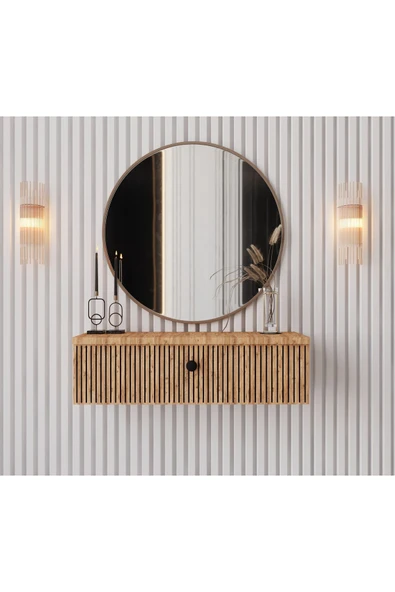 Enwood MİMOSA ATLANTİK ÇAM RENGİ MDF DUVARA MONTE KAPAKLI DRESUAR ( 69 cm ) ürün görseli 1