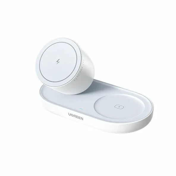 UGREEN 95832 W501 2 in 1 20W MagSafe Manyetik Kablosuz Şarj Cihazı Beyaz ürün görseli 1