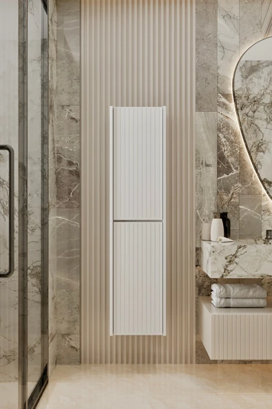 Enwood CAPELLA BEYAZ MDF ÇOK AMAÇLI BANYO DOLABI 138x34 CM ürün görseli 1