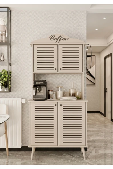 Enwood Avior kahve köşesi kumtaşı MDF kapaklı raflı 90 cm ürün görseli 1