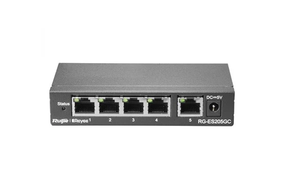Ruijie Reyee RG-ES205GC 5 Port 10/100/1000 Gigabit Yönetilebilir Switch ürün görseli 1
