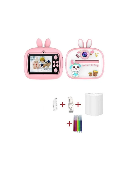 Dijital Fotoğraf Makinesi Çocuk Termal Resim Kağıt Baskılı Yazıcı Kamera Video Makinesi CMR18 Pembe ürün görseli 1
