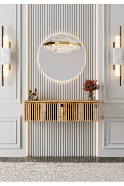 Enwood MİMOSA Safir Meşe rengi MDF DUVARA MONTE KAPAKLI DRESUAR (90 cm) ürün görseli 1