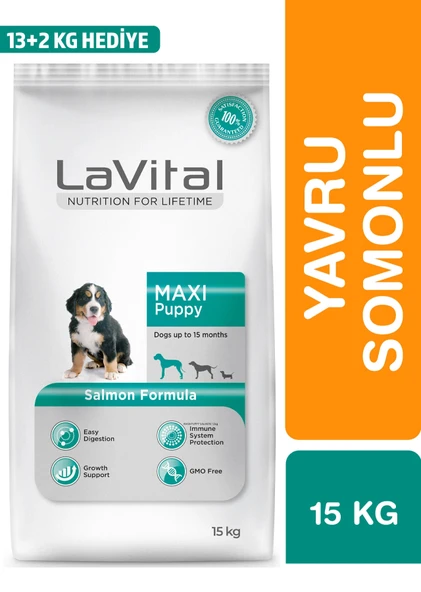 LaVital Somonlu Orta-Büyük Irk Yetişkin Yavru Köpek Maması 13+2kg Hediyeli ürün görseli 1