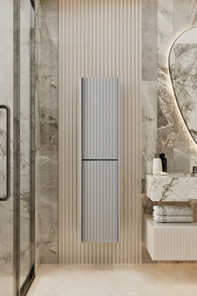 Enwood CAPELLA SİS GRİ MDF ÇOK AMAÇLI BANYO DOLABI 138x34 CM ürün görseli 1